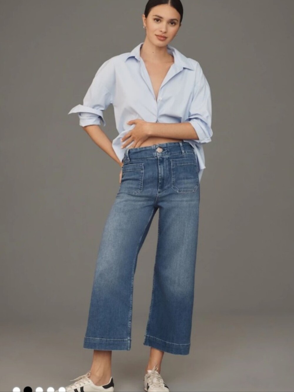 Anthropologie Maeve The Colette Wide Leg Jeans Blue Cropped High Rise Size 24